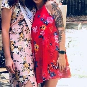 Everly Red Floral Dress